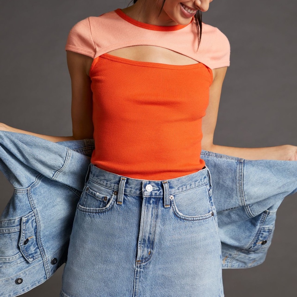 Maeve Cutout Colorblock Baby Tee